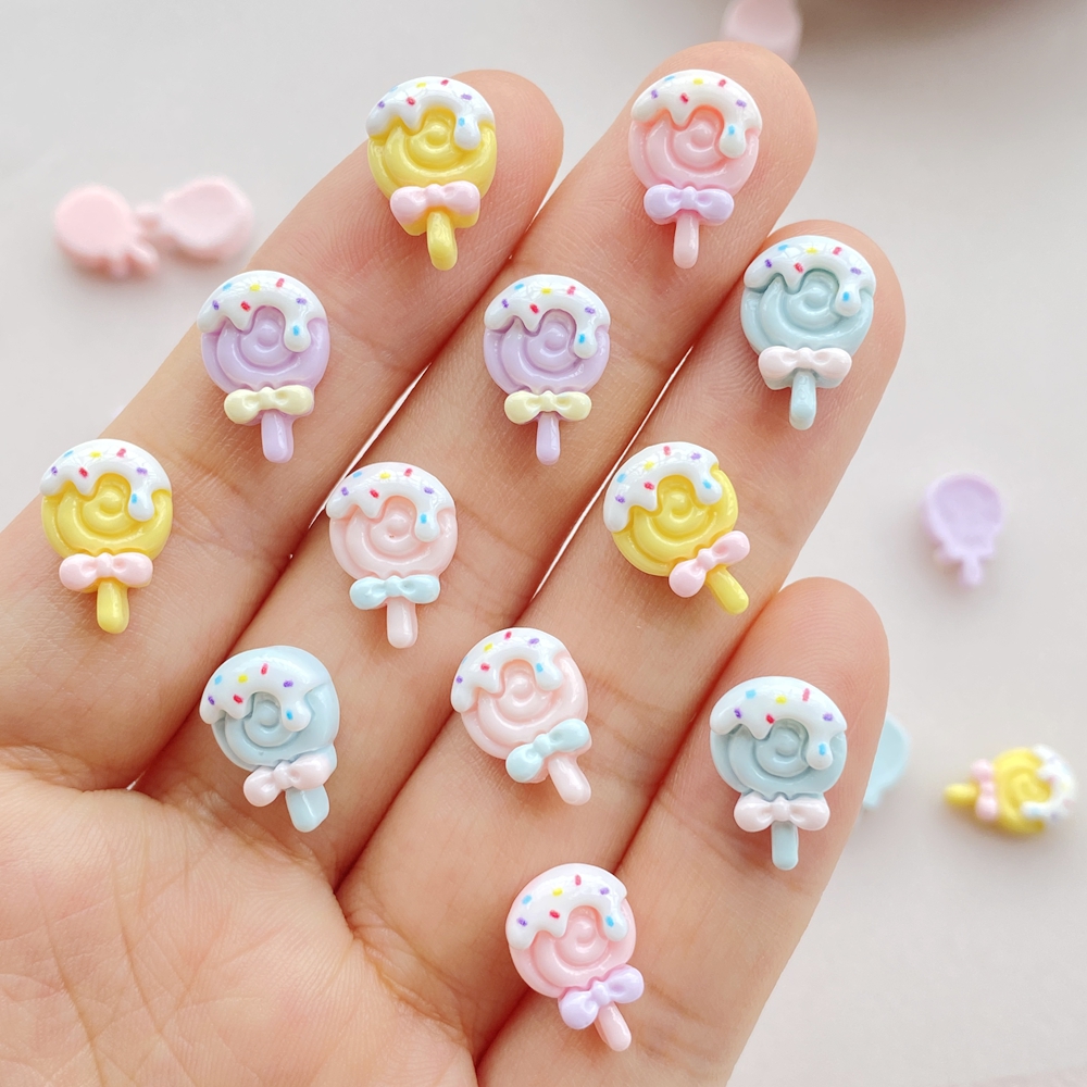 Nail Art Motif - 20Pcs Cute Mini Cartoon Colorful Lollipops