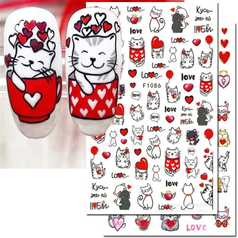 3d Nail Art Decals Valentine D - Nail Art Valentines Day ulasan dan harga