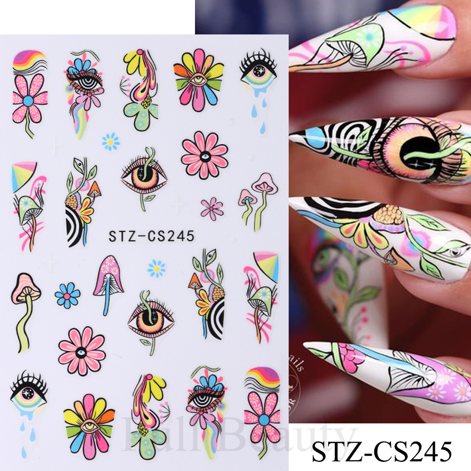 9pcs Evil Eye Flower Nail Stic - Nail Art Full Design ulasan dan harga