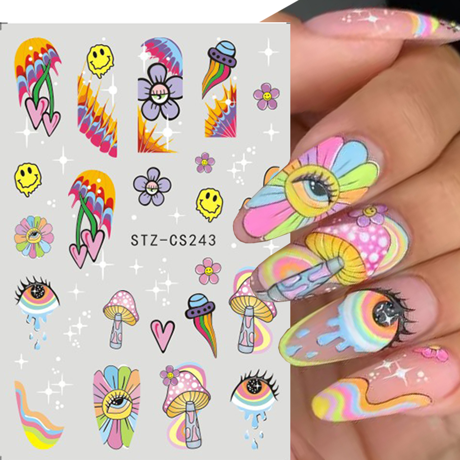 9pcs Evil Eye Flower Nail Stic - Nail Art Full Design ulasan dan harga