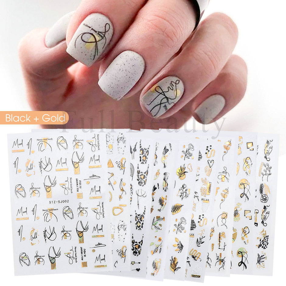9pcs Nail Stickers Set Mixed D - Nail Art Full Design ulasan dan harga