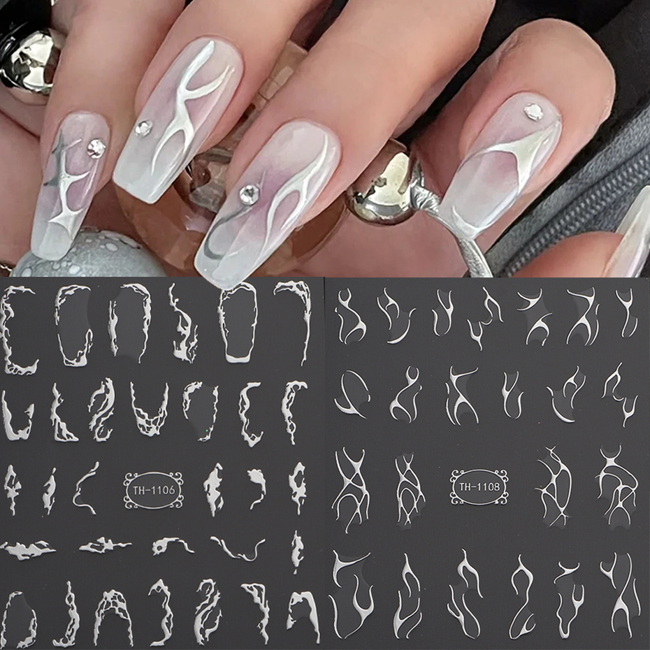3D Metalic Line Nail Stickers  - Nail Art Full Design ulasan dan harga