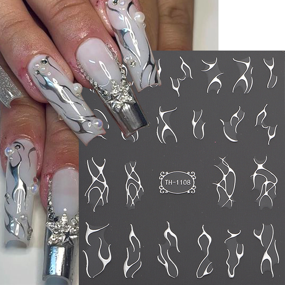 3D Metalic Line Nail Stickers  - Nail Art Full Design ulasan dan harga