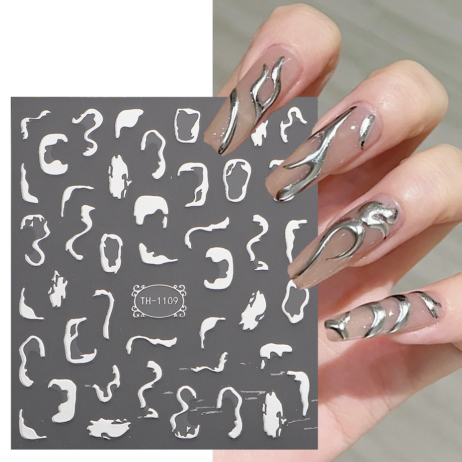 3D Metalic Line Nail Stickers  - Nail Art Full Design ulasan dan harga