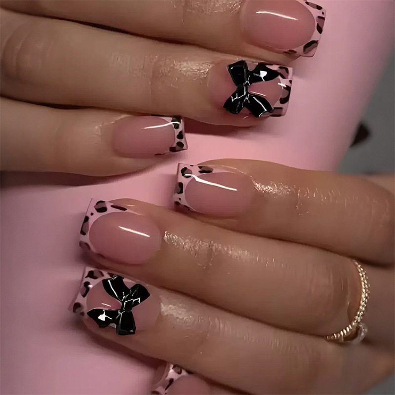 24Pcs Short Square Head French - Nail Art Full Design ulasan dan harga