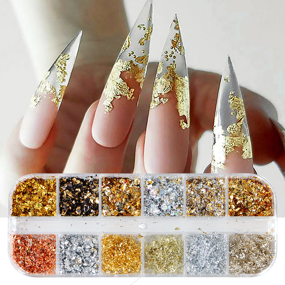 12 Color Gold Foils Gorgeous N - Nail Art Full Design ulasan dan harga