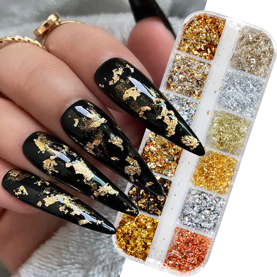 12 Color Gold Foils Gorgeous N - Nail Art Full Design ulasan dan harga