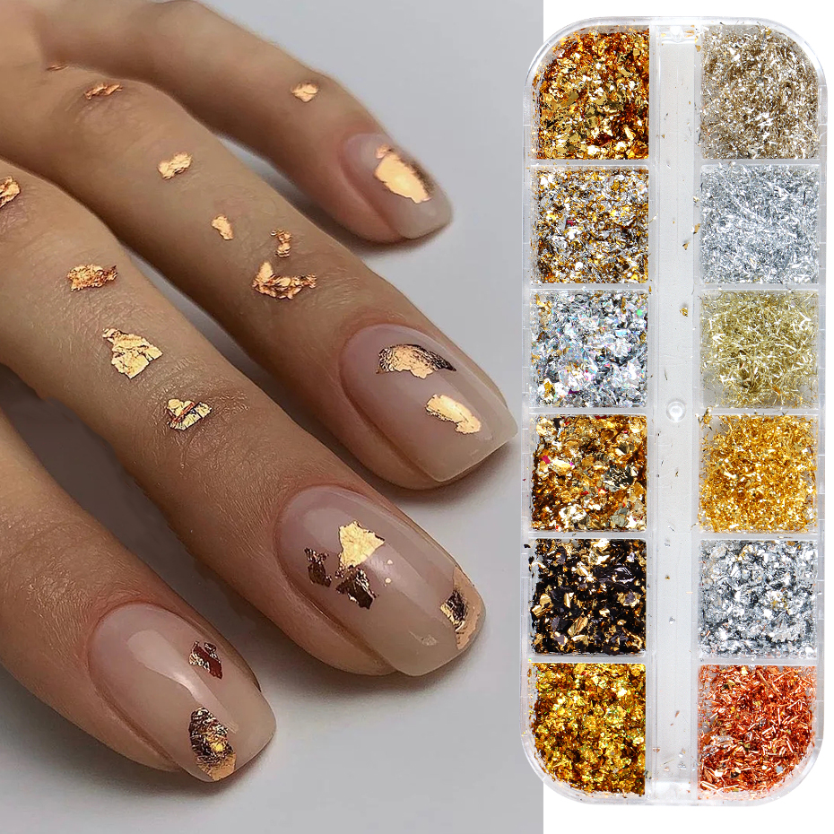 12 Color Gold Foils Gorgeous N - Nail Art Full Design ulasan dan harga