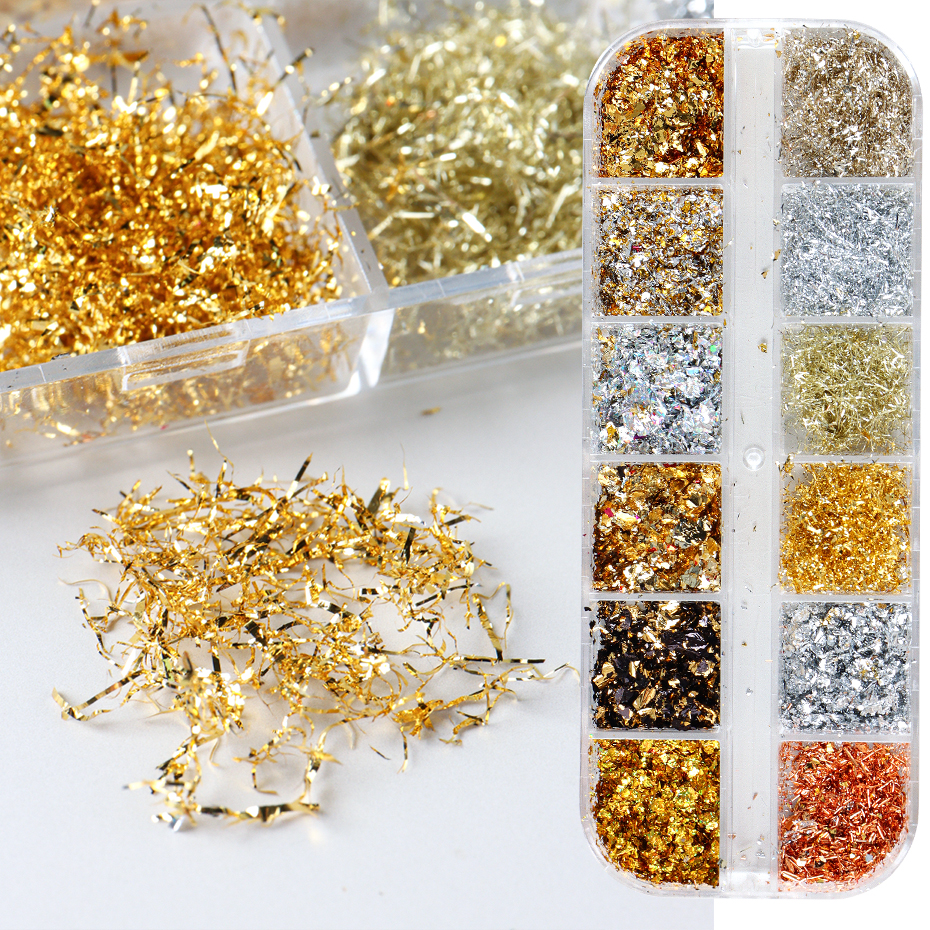12 Color Gold Foils Gorgeous N - Nail Art Full Design ulasan dan harga
