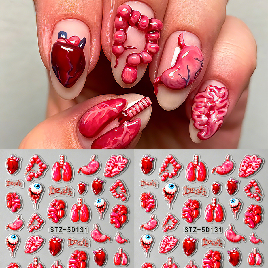 2pcs 3D Halloween Nail Sticker - Nail Art Full Design ulasan dan harga