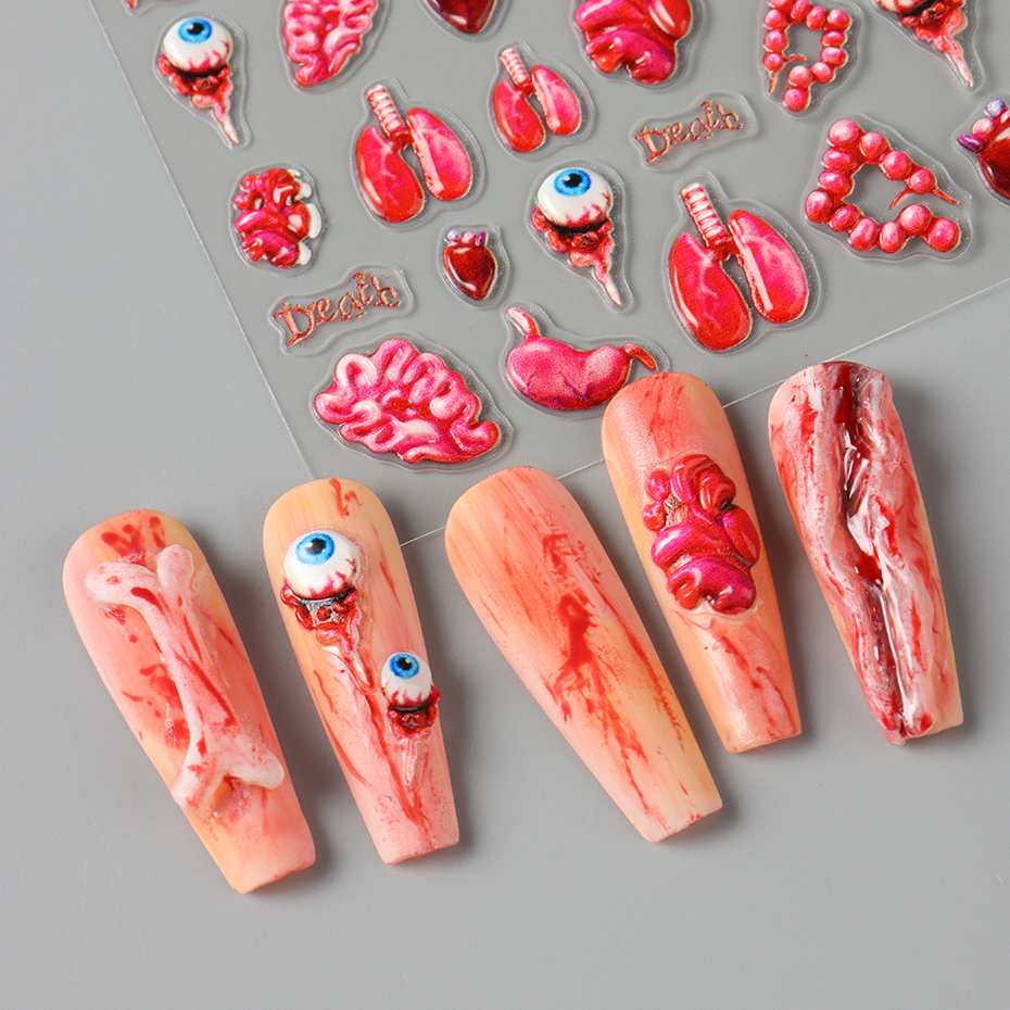 2pcs 3D Halloween Nail Sticker - Nail Art Full Design ulasan dan harga