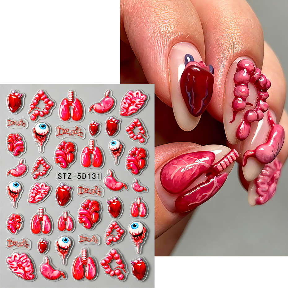2pcs 3D Halloween Nail Sticker - Nail Art Full Design ulasan dan harga