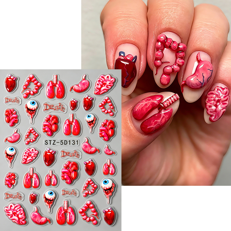 2pcs 3D Halloween Nail Sticker - Nail Art Full Design ulasan dan harga