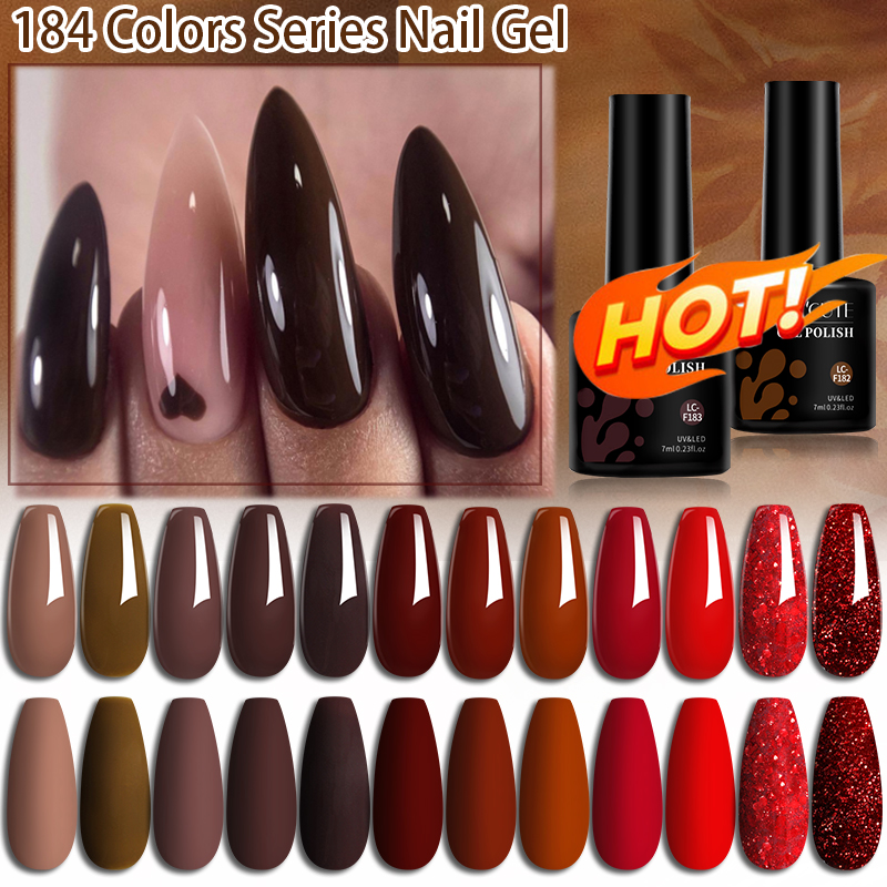LILYCUTE Coffee Brown Color Ge - Nail Art Red Wine ulasan dan harga