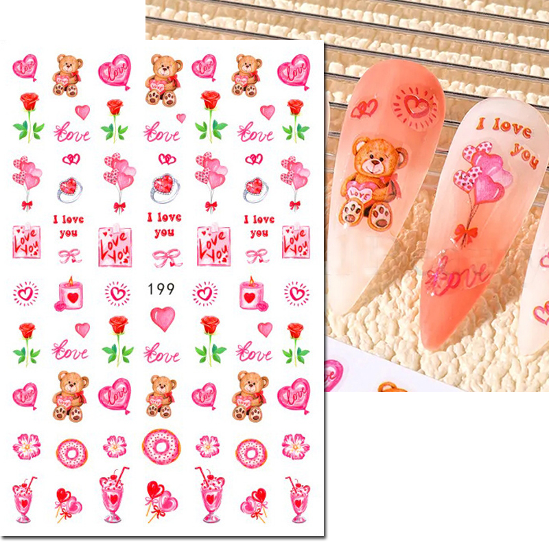 3d Nail Art Decals Valentine D - Nail Art Valentines Day ulasan dan harga