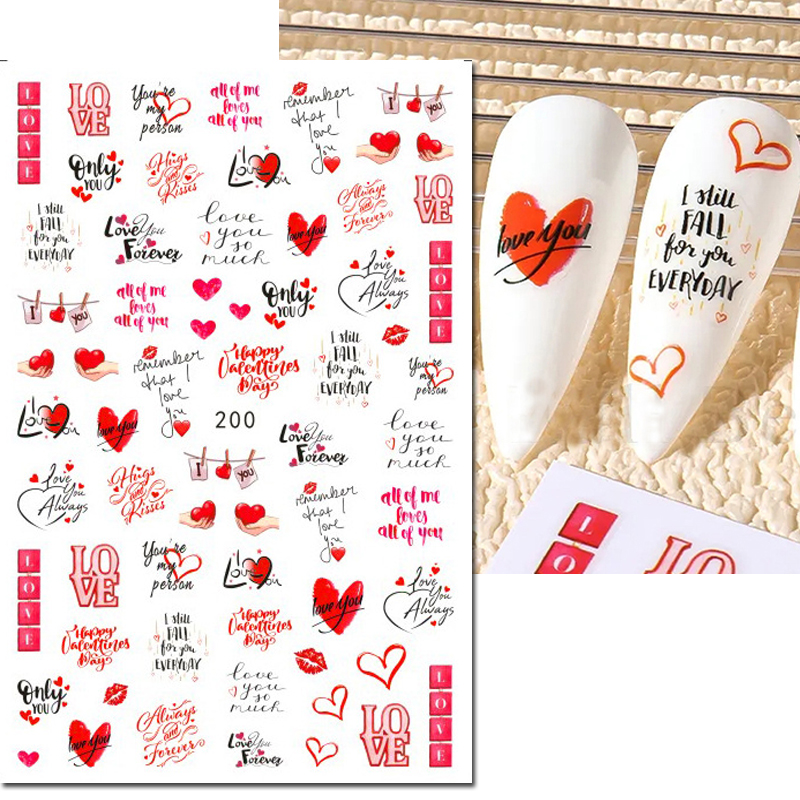3d Nail Art Decals Valentine D - Nail Art Valentines Day ulasan dan harga