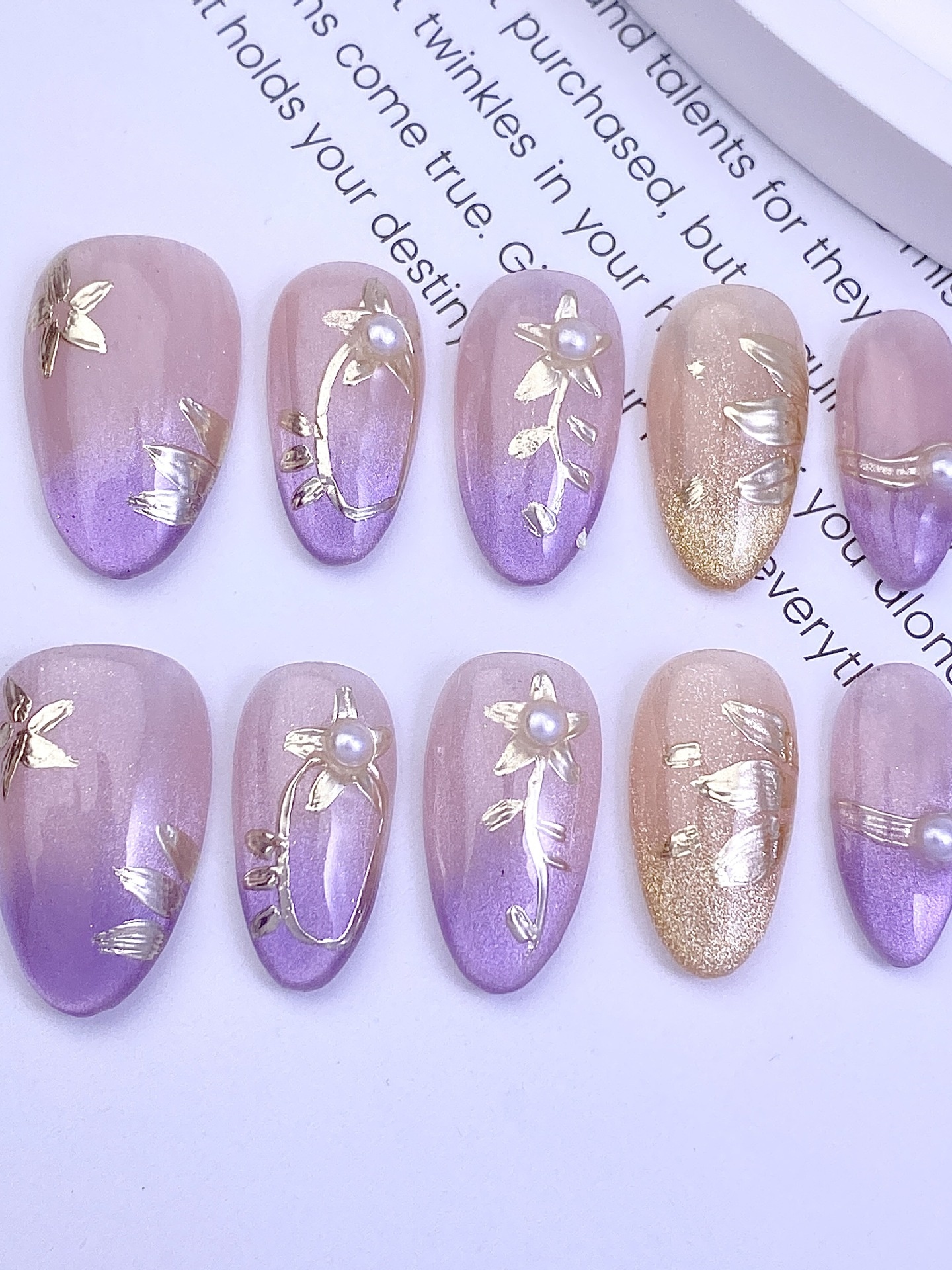 10pcs Short Almond Handmade Fa - Nail Art Full Design ulasan dan harga