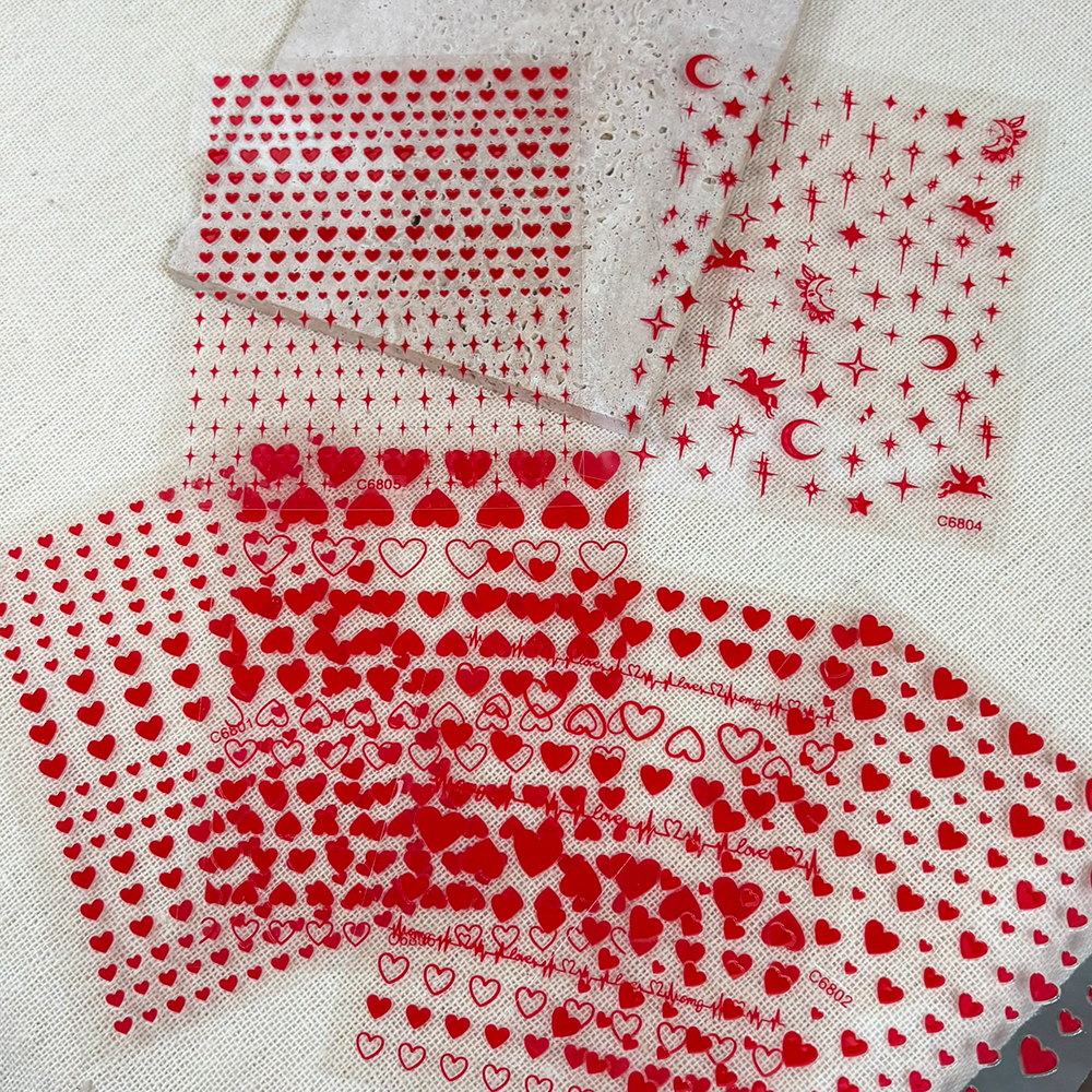 6Pcs/Set Red Love-Heart Valent - Nail Art Valentines Day ulasan dan harga