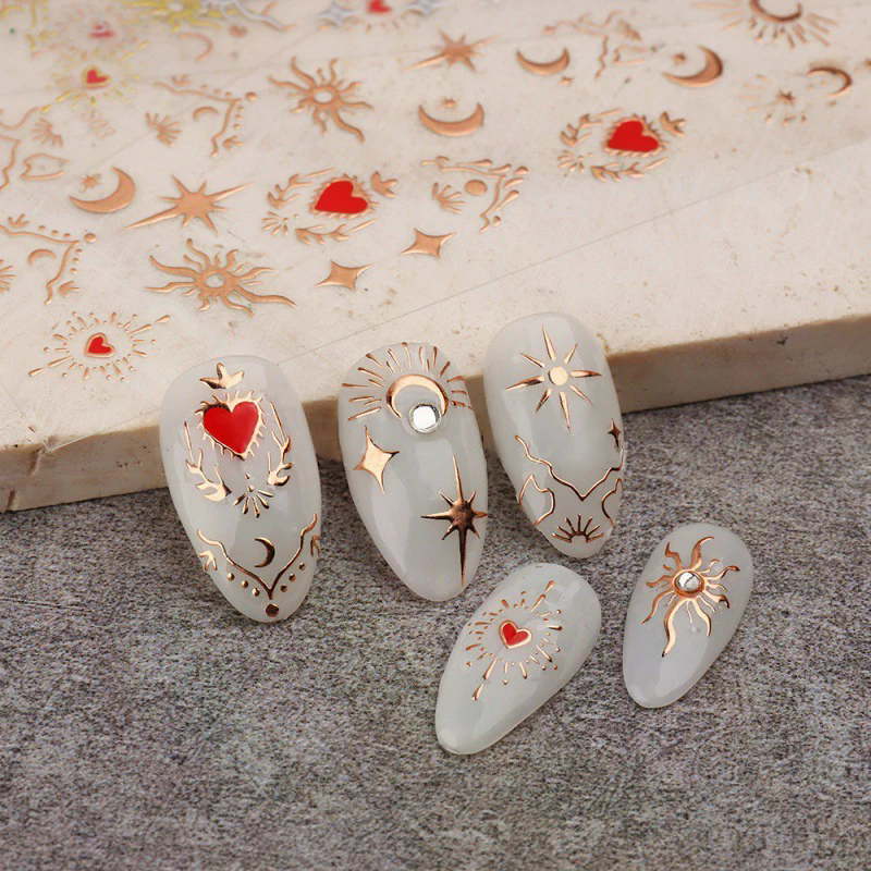 1Sheet 3D Heart Stickers For N - Nail Art Valentines Day ulasan dan harga