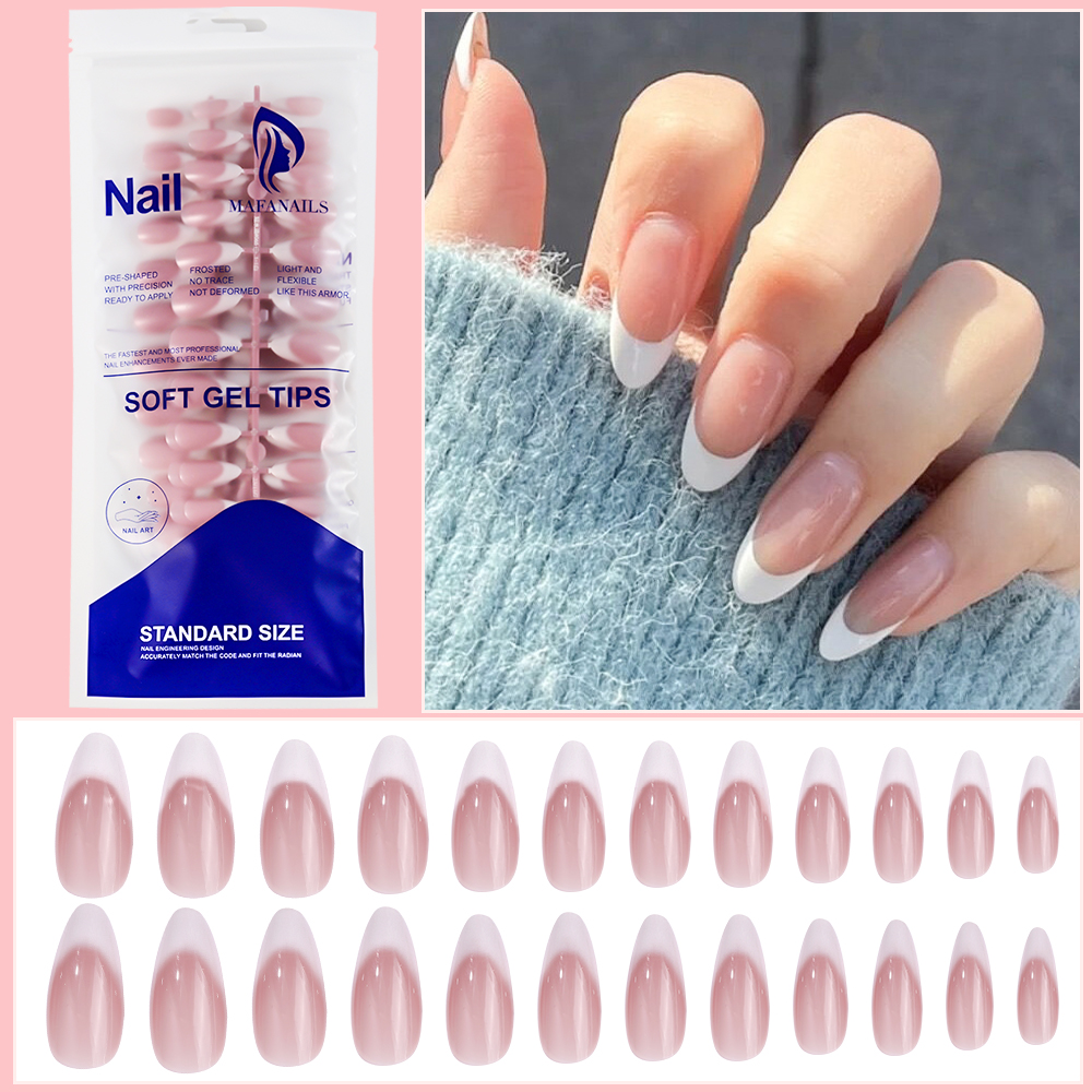 120Pcs Pink French Short Almon - Nail Art Full Design ulasan dan harga