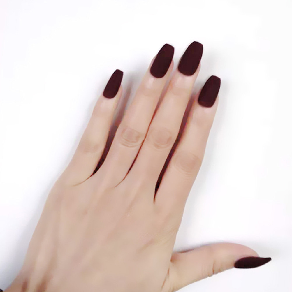 1 Box Wine Red Fake Nails Scru - Nail Art Red Wine ulasan dan harga