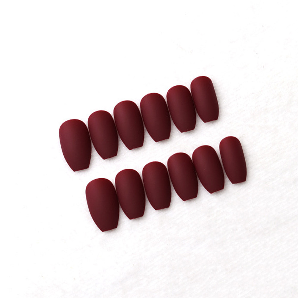 1 Box Wine Red Fake Nails Scru - Nail Art Red Wine ulasan dan harga