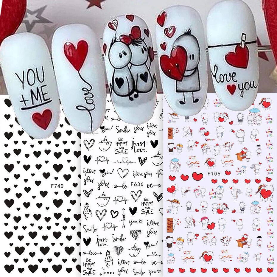 6PCS 3D Valentines Day Nail Ar - Nail Art Valentines Day ulasan dan harga