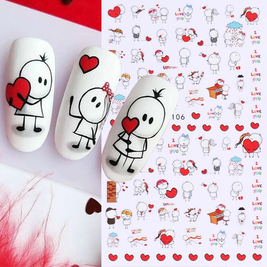 6PCS 3D Valentines Day Nail Ar - Nail Art Valentines Day ulasan dan harga