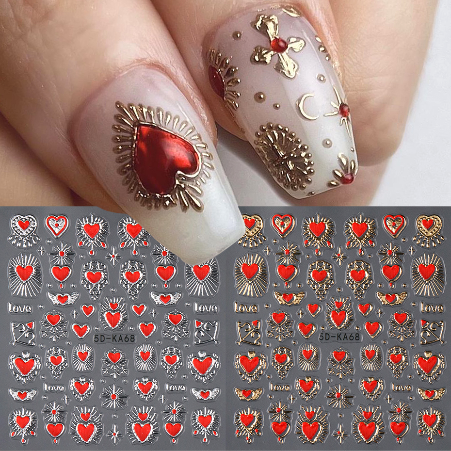 2pcs 3D Heart Sun Star Nail Ar - Nail Art Full Design ulasan dan harga