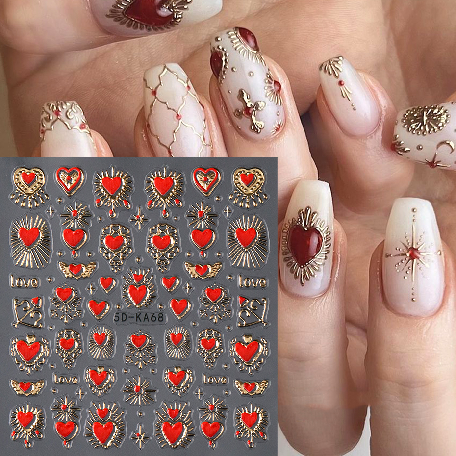 2pcs 3D Heart Sun Star Nail Ar - Nail Art Full Design ulasan dan harga