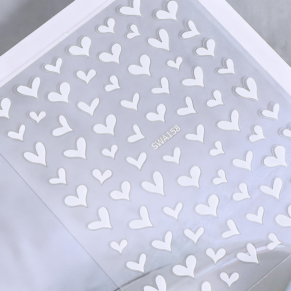3D White Heart Valentine's Day - Nail Art Valentines Day ulasan dan harga