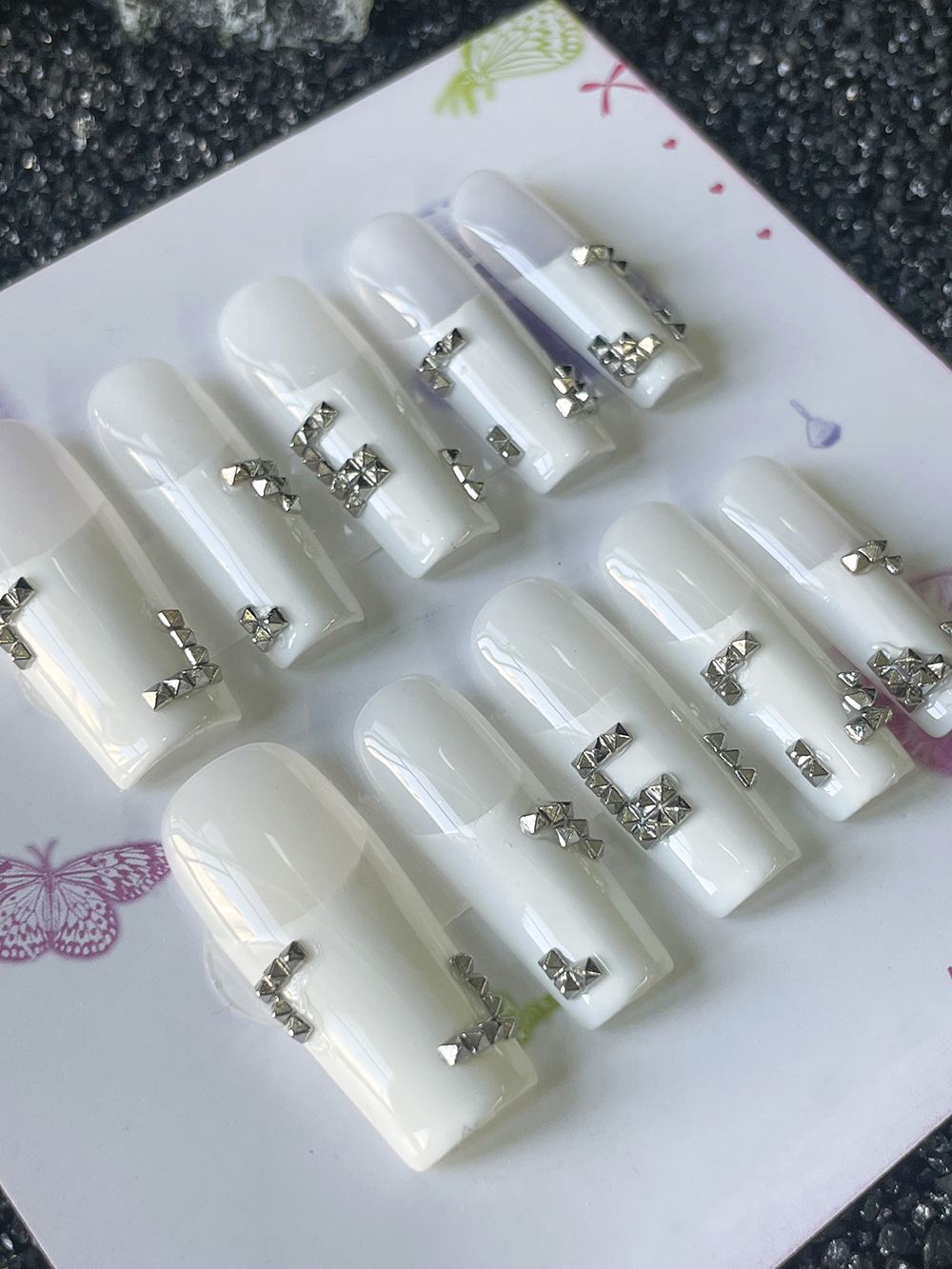10Pcs Handmade White French St - Nail Art Motif ulasan dan harga