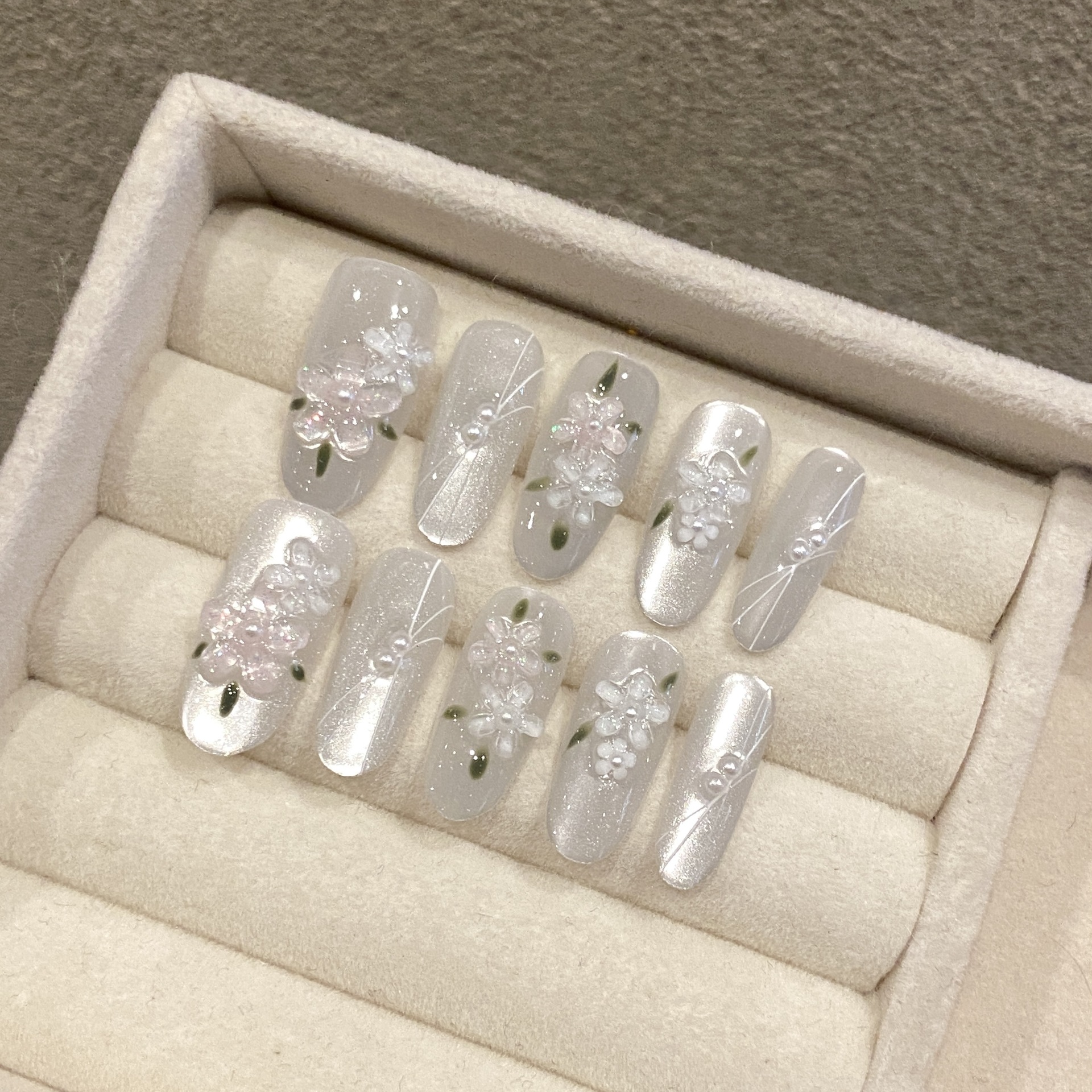 10pcs Glitter Sliver Press On  - Nail Art Full Design ulasan dan harga