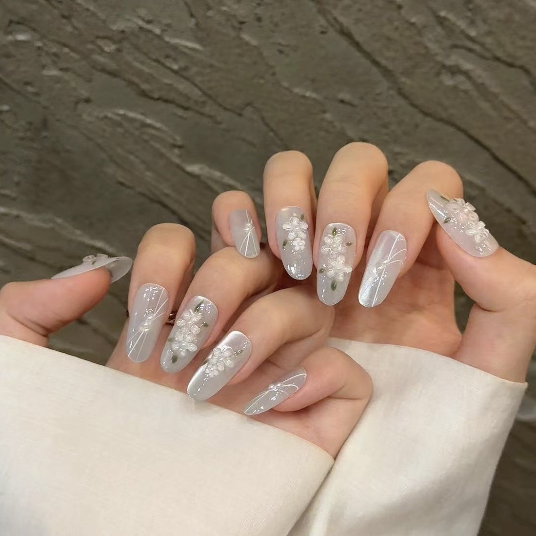10pcs Glitter Sliver Press On  - Nail Art Full Design ulasan dan harga