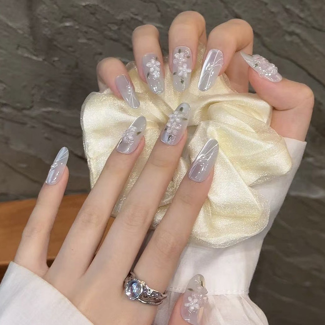 10pcs Glitter Sliver Press On  - Nail Art Full Design ulasan dan harga