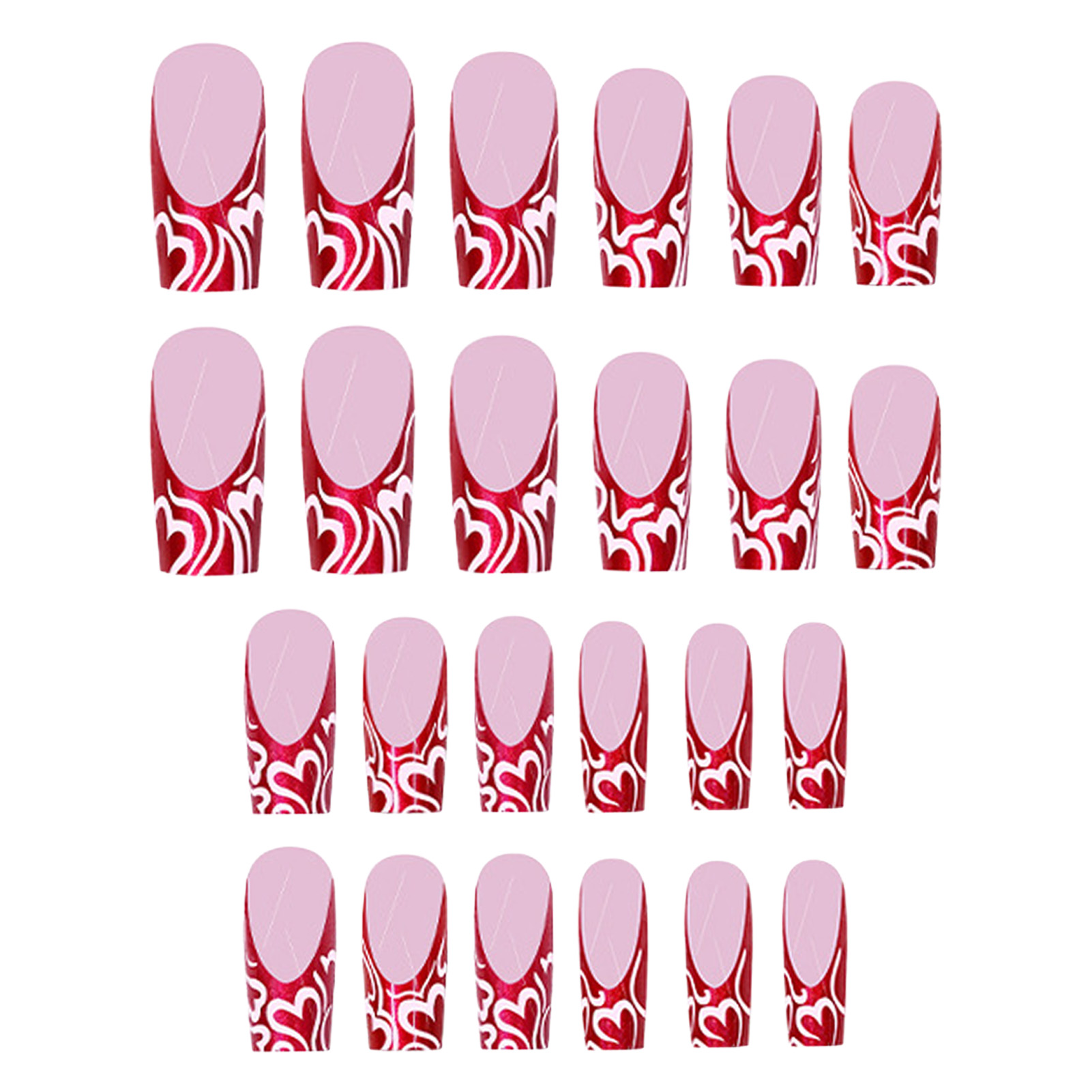 24pcs French Wine Red Heart Gl - Nail Art Red Wine ulasan dan harga