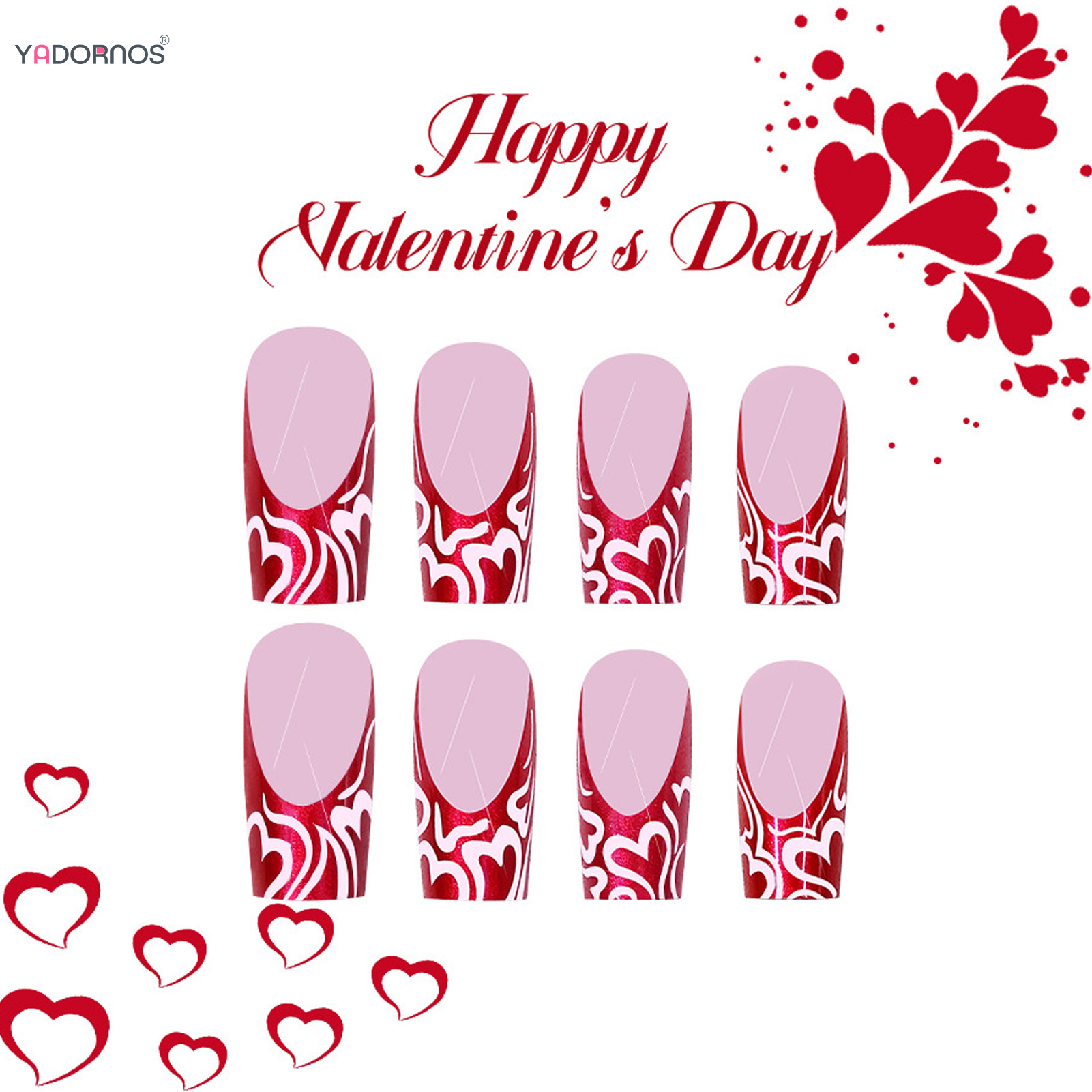 24pcs French Wine Red Heart Gl - Nail Art Red Wine ulasan dan harga