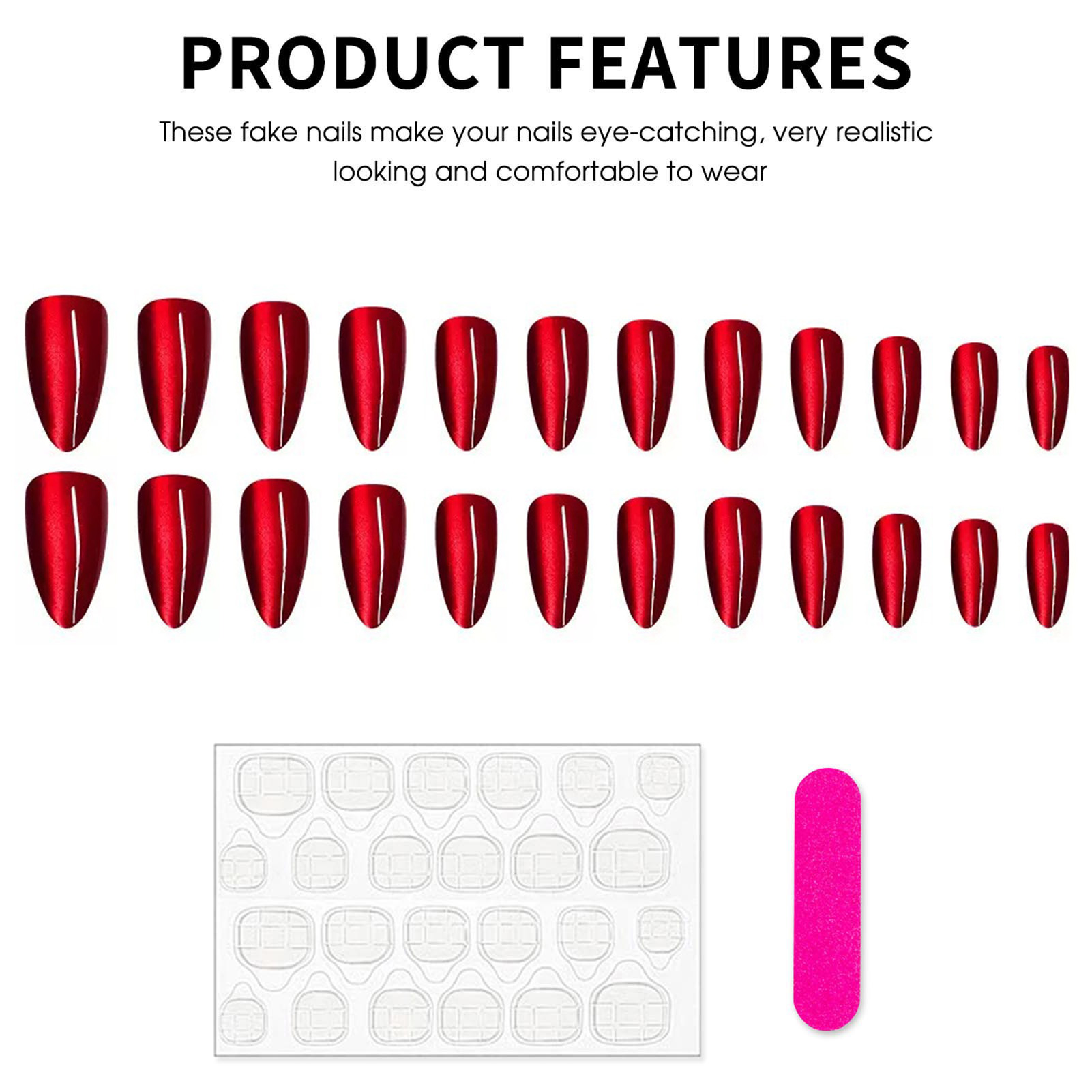 24Pcs Wine Red Almond Artifici - Nail Art Red Wine ulasan dan harga