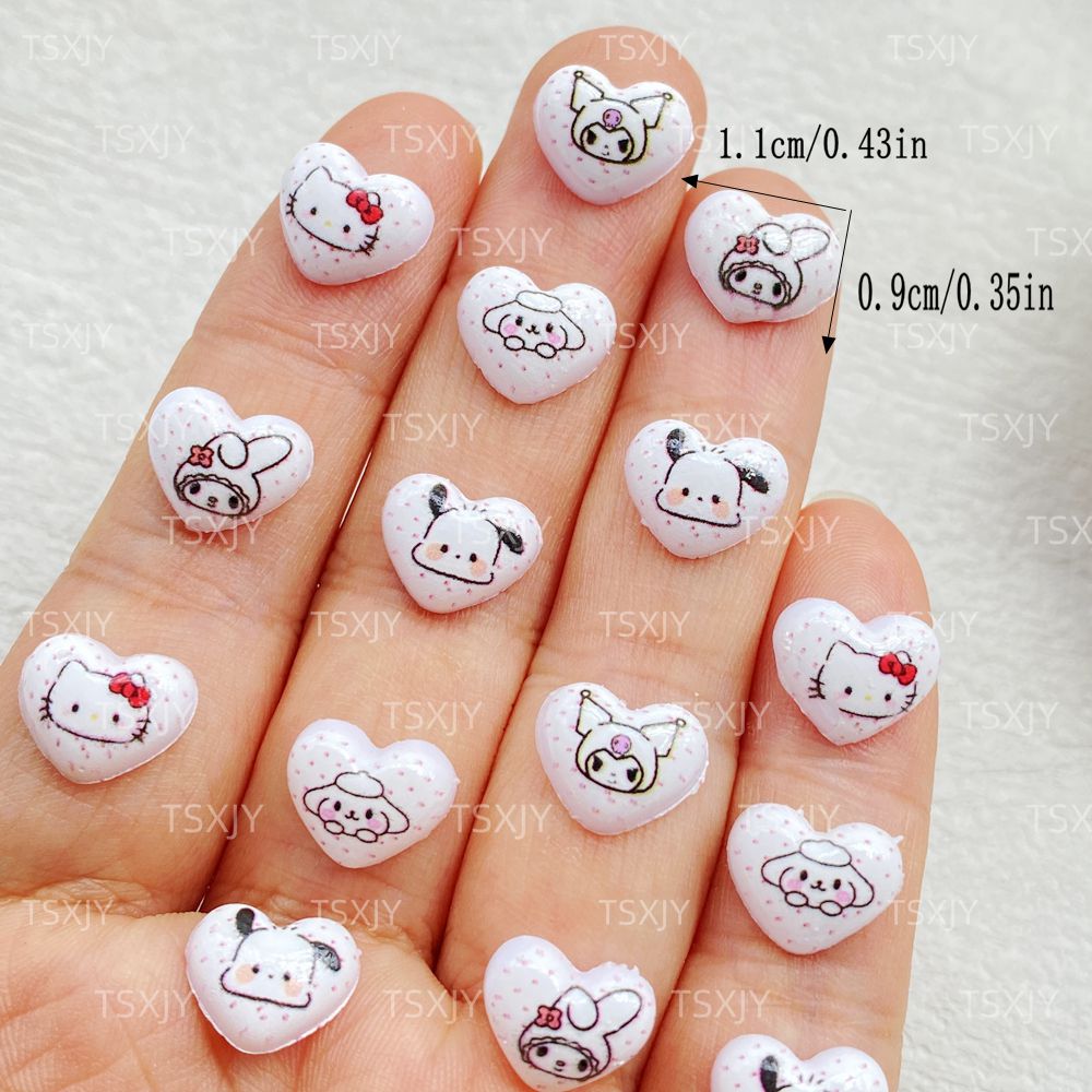 50PCS Mini Cartoon Heart Shape - Nail Art Motif ulasan dan harga