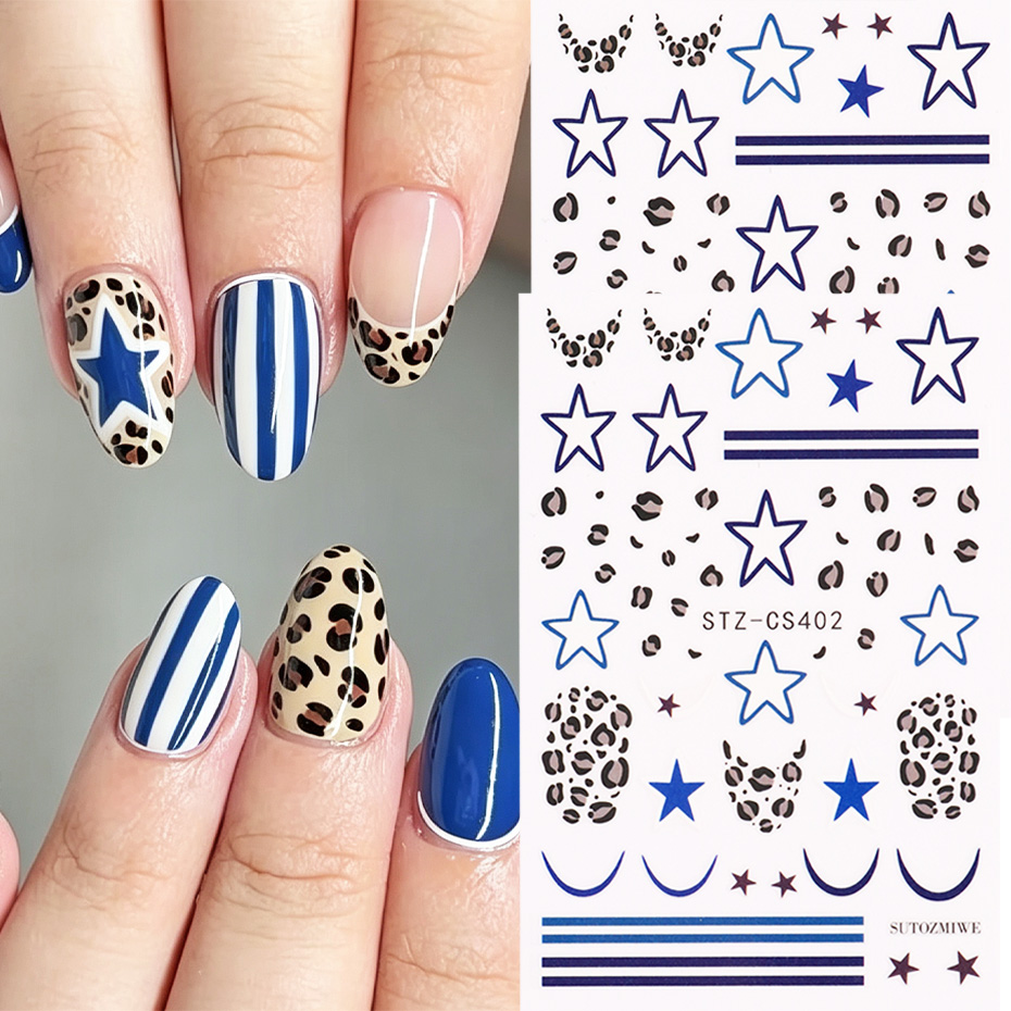 2pcs Leopard Print Star Nail A - Nail Art Full Design ulasan dan harga