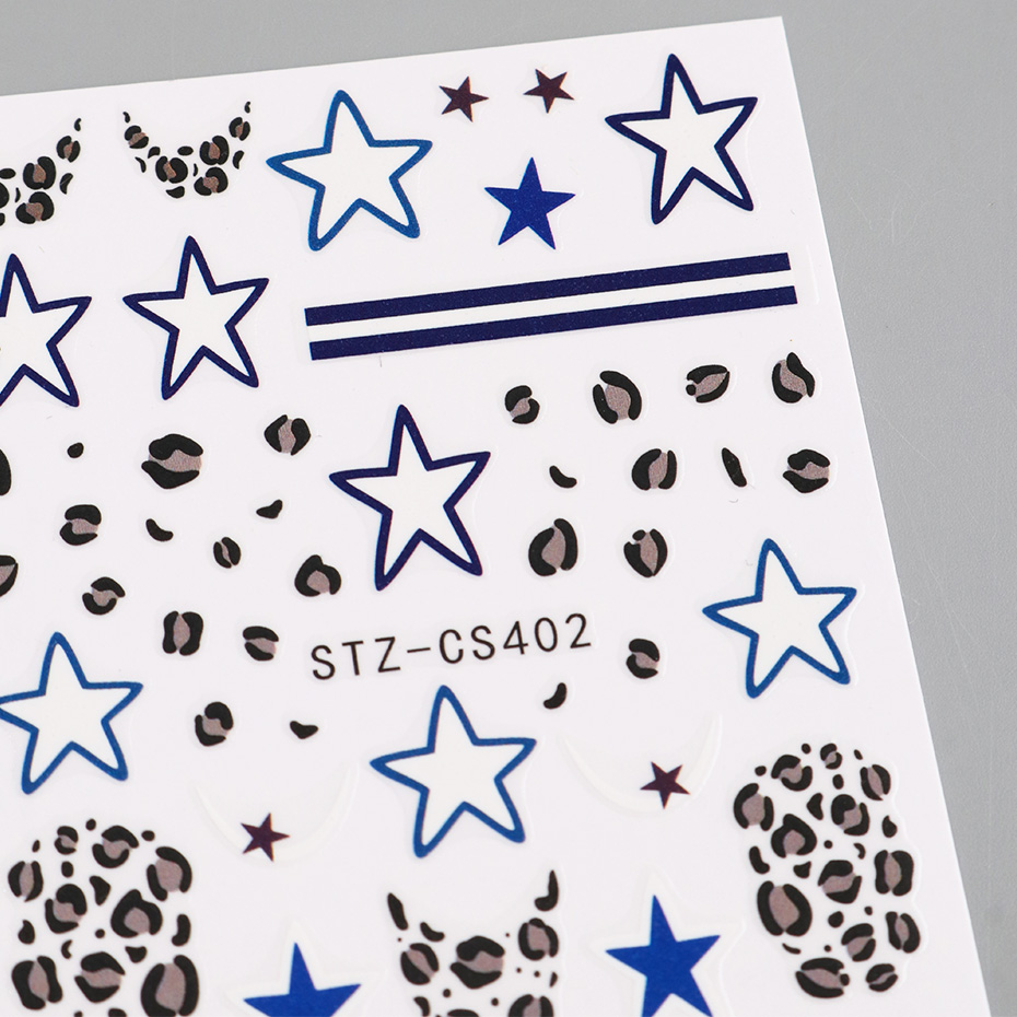 2pcs Leopard Print Star Nail A - Nail Art Full Design ulasan dan harga