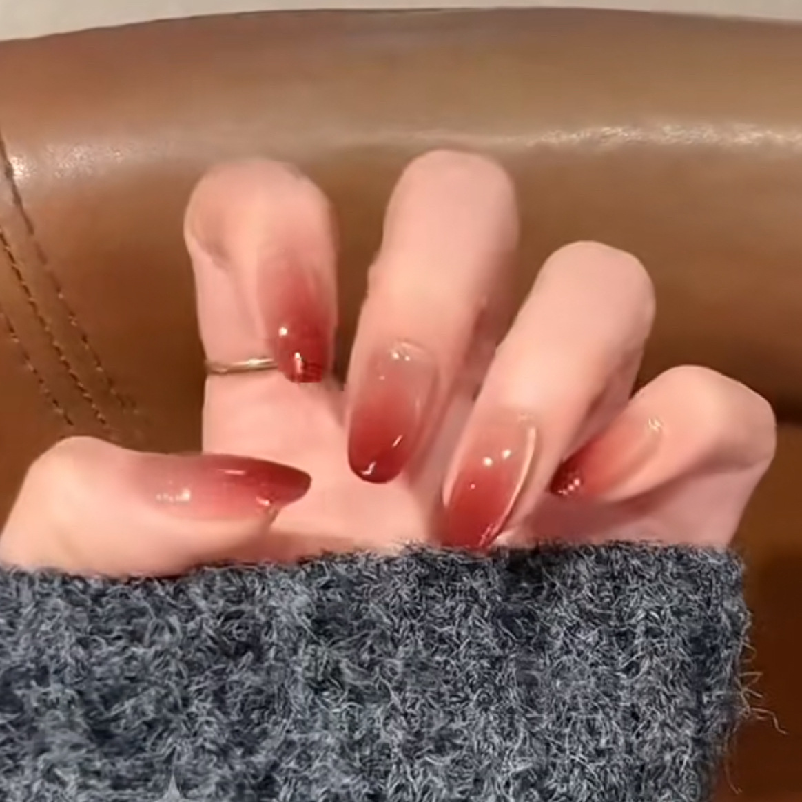 10pcs Light Luxury Handmade Sh - Nail Art Red Wine ulasan dan harga