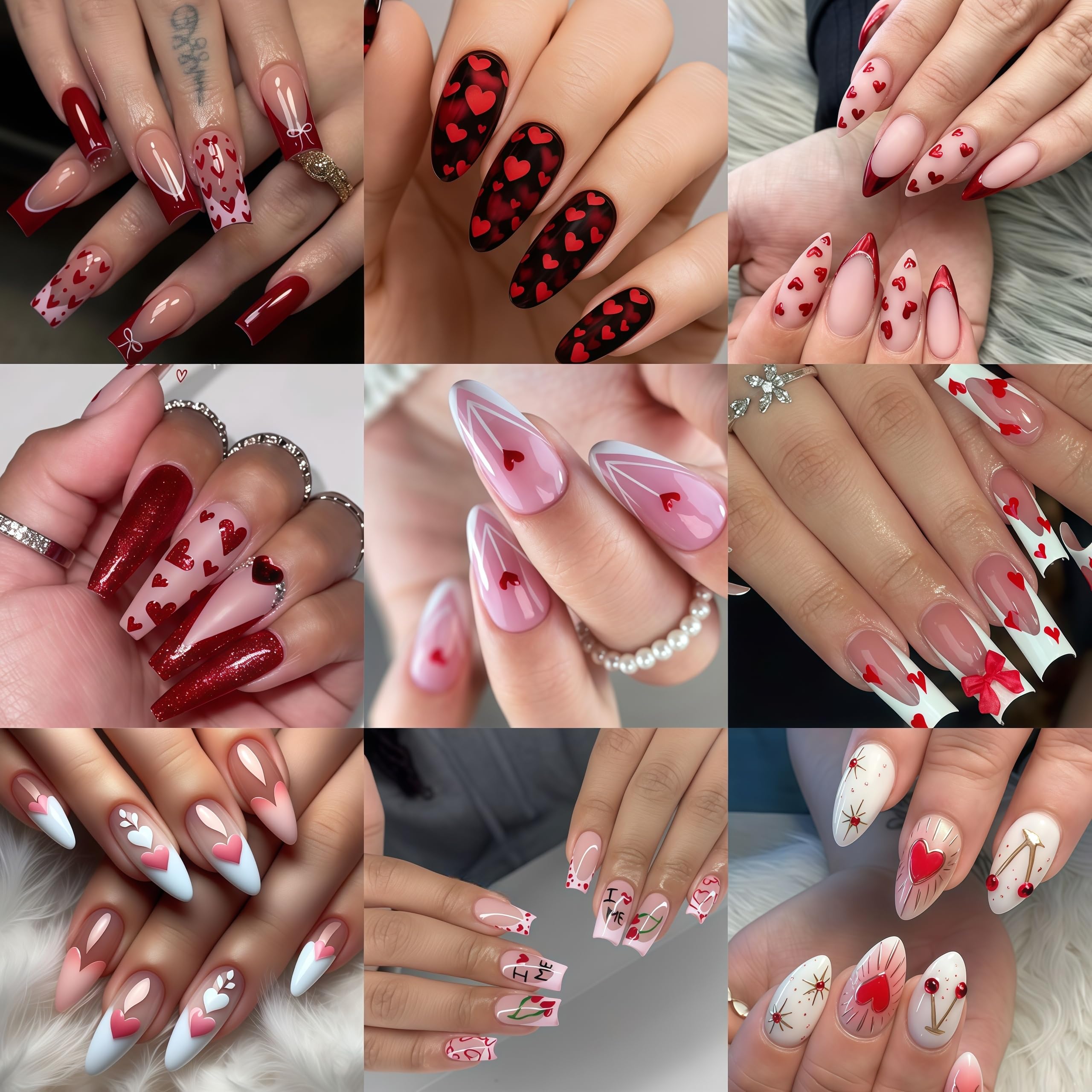 6Pcs/Kit Valentines Day 3D Red - Nail Art Valentines Day ulasan dan harga