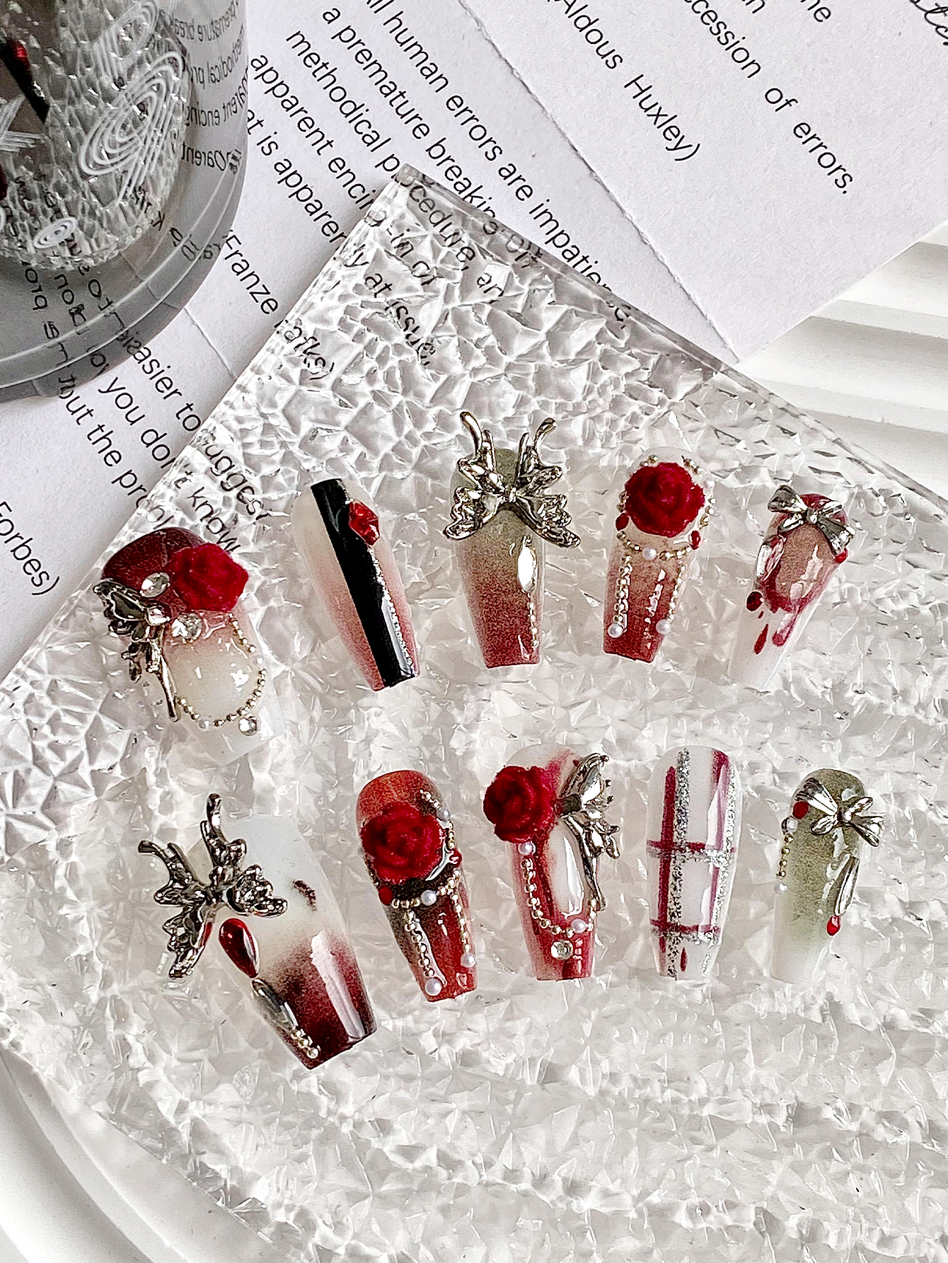 10-Piece Set of Wine Red Gradi - Nail Art Red Wine ulasan dan harga