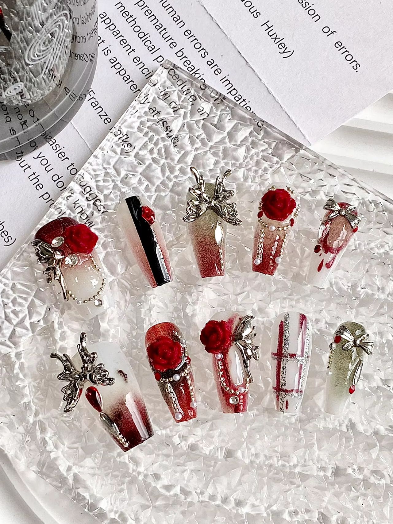 10-Piece Set of Wine Red Gradi - Nail Art Red Wine ulasan dan harga