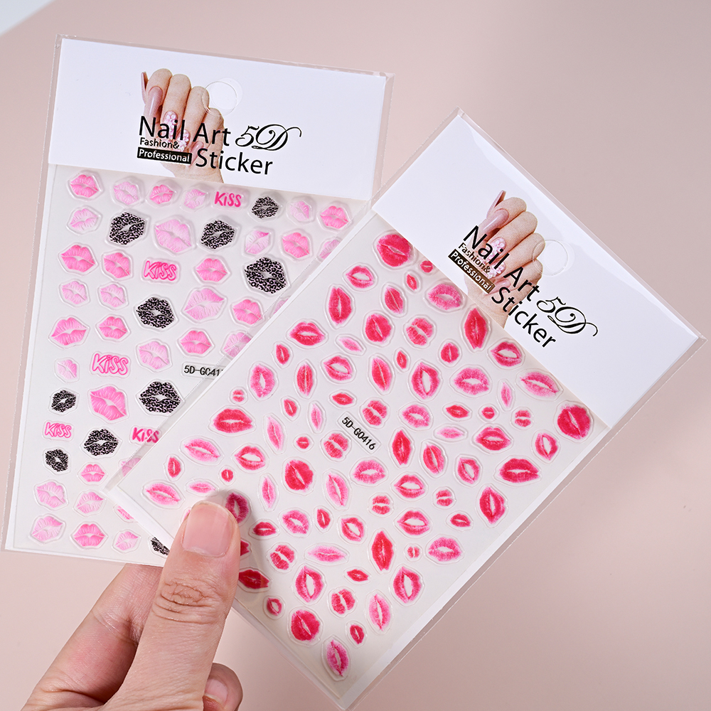 2pcs Valentines 3D Red Lips Pr - Nail Art Valentines Day ulasan dan harga