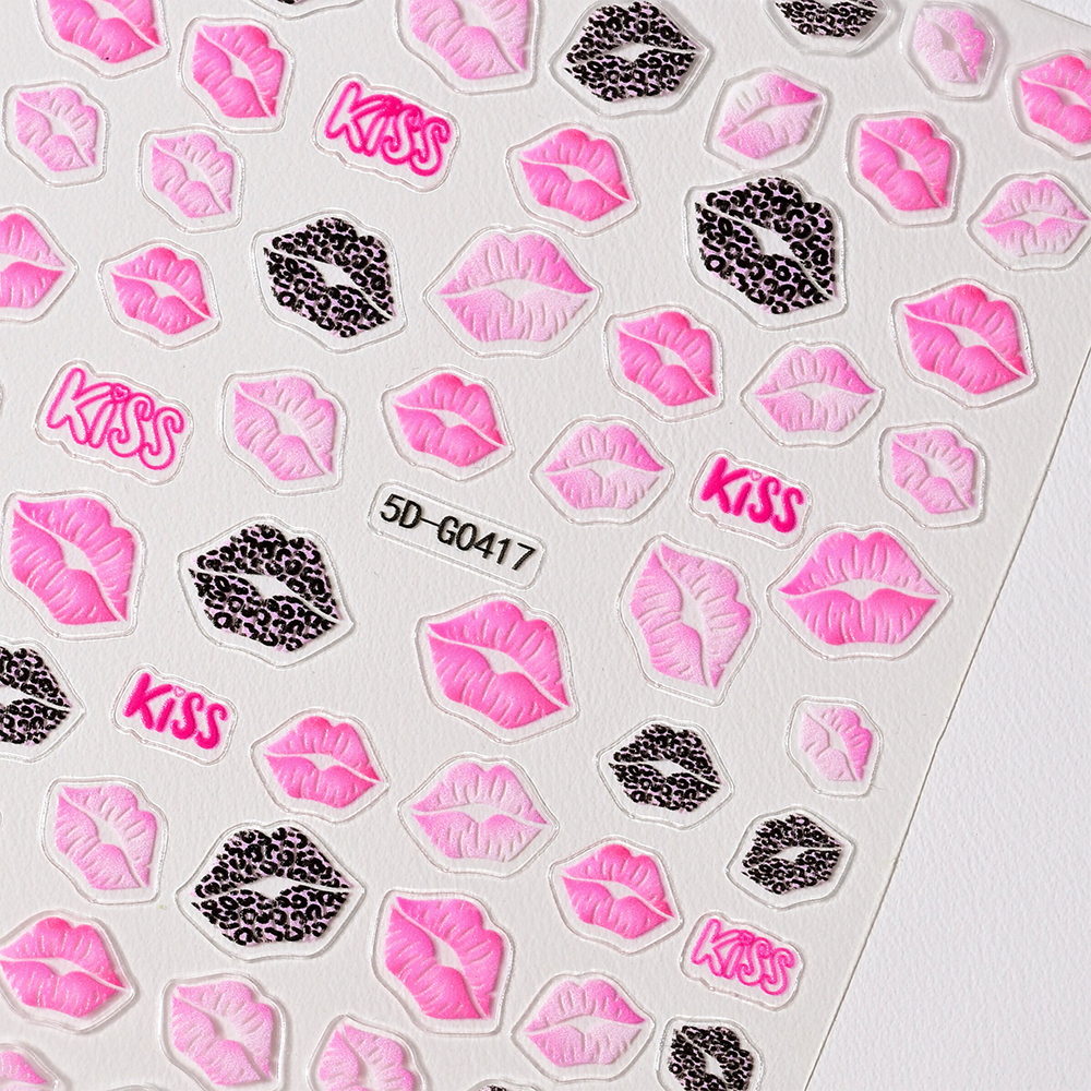2pcs Valentines 3D Red Lips Pr - Nail Art Valentines Day ulasan dan harga
