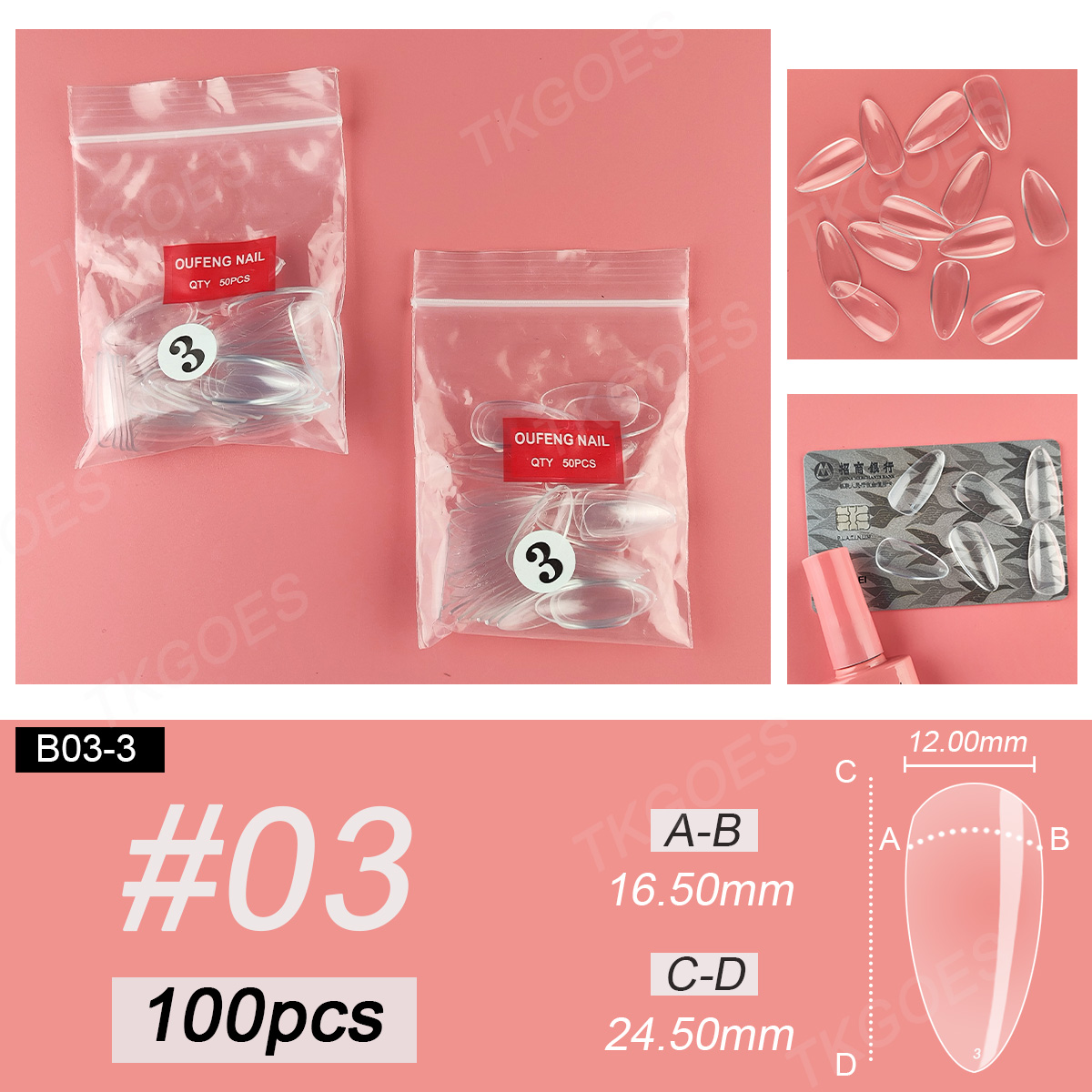 B03 Middle Almond Shape False  - Nail Art Full Design ulasan dan harga