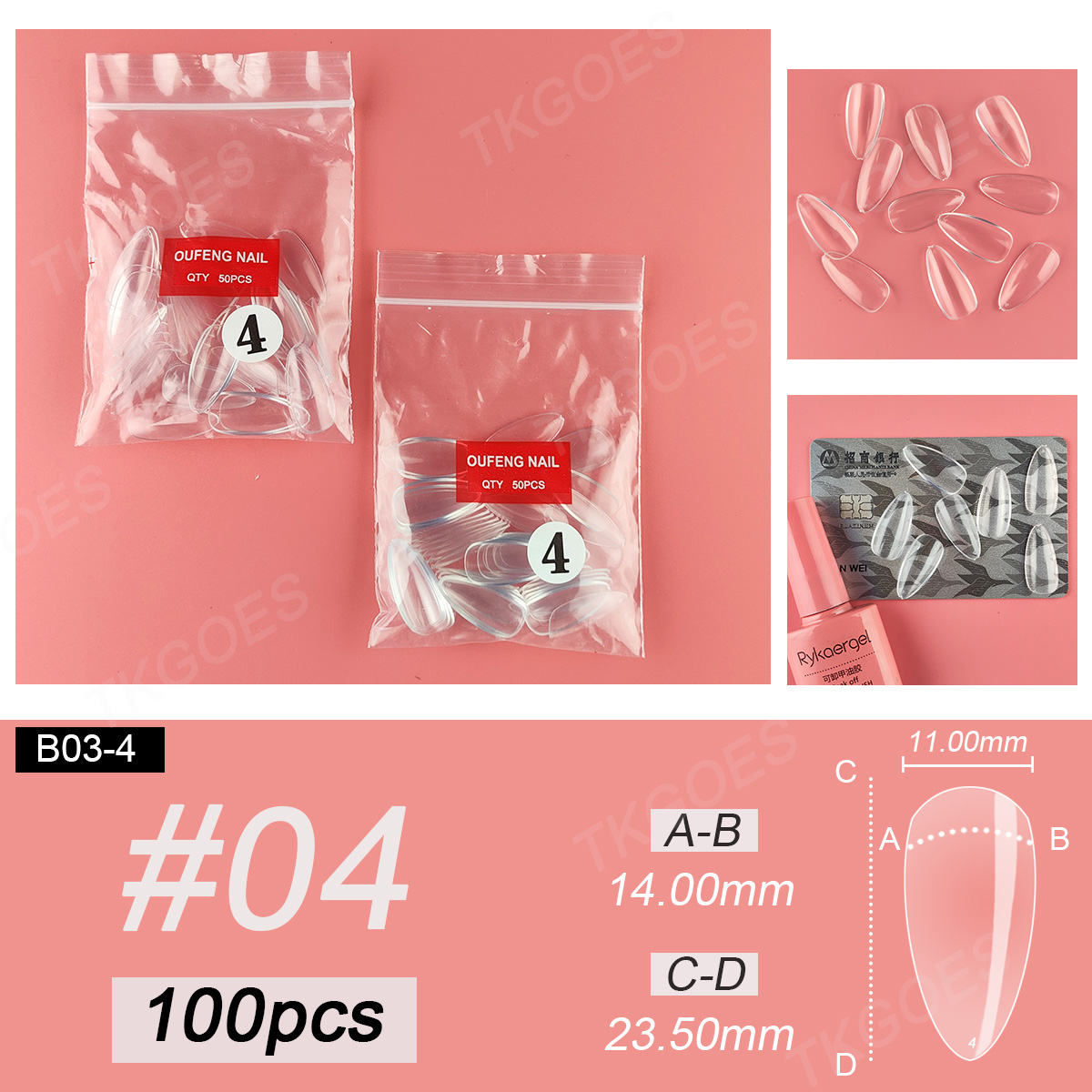B03 Middle Almond Shape False  - Nail Art Full Design ulasan dan harga