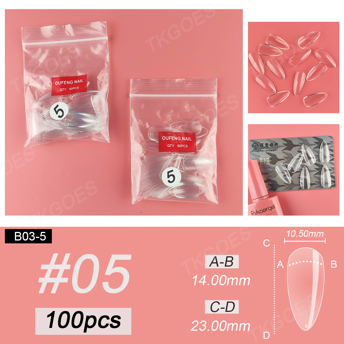 B03 Middle Almond Shape False  - Nail Art Full Design ulasan dan harga